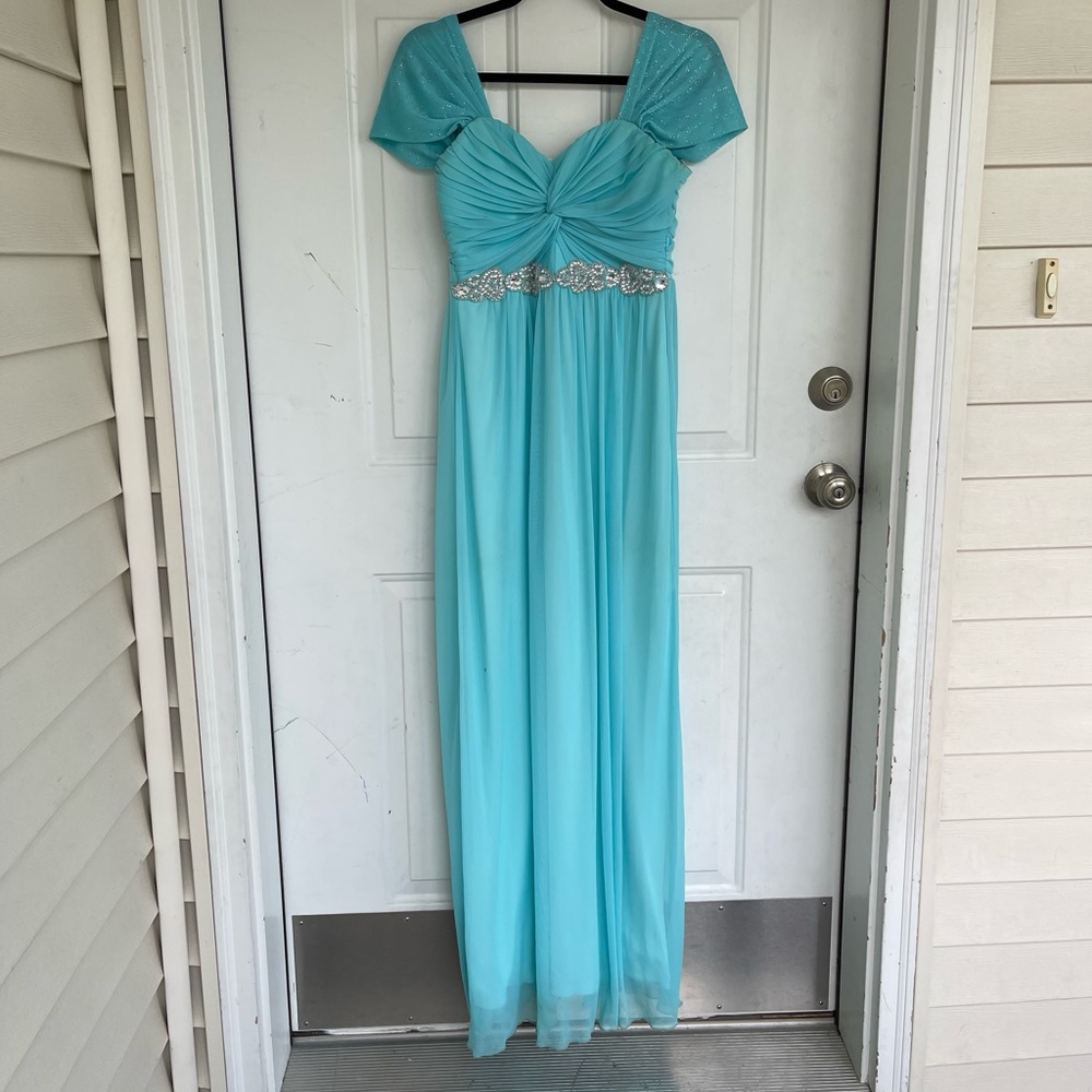 Baby blue sparkly bridesmaids maxi dress - Picture 2 of 16
